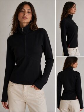 Vintage Prada Sport Black Half-Zip Mock Neck Long Sleeve Fleece Jacket M